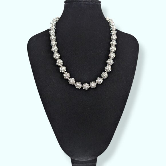 Vintage Rhinestone Pavé Style Ball Necklace - Picture 2 of 6